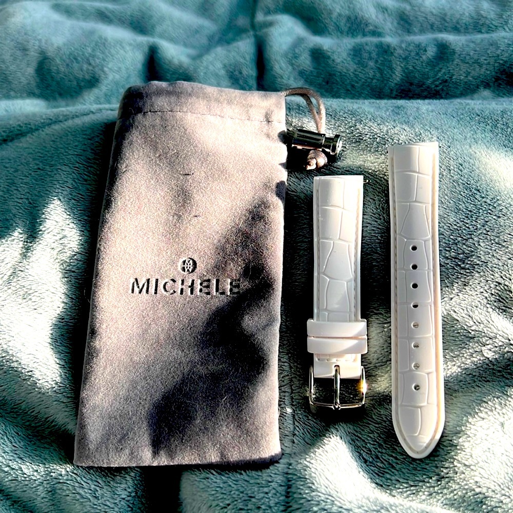 NWOT MICHELE WHITE LEATHER STRAP